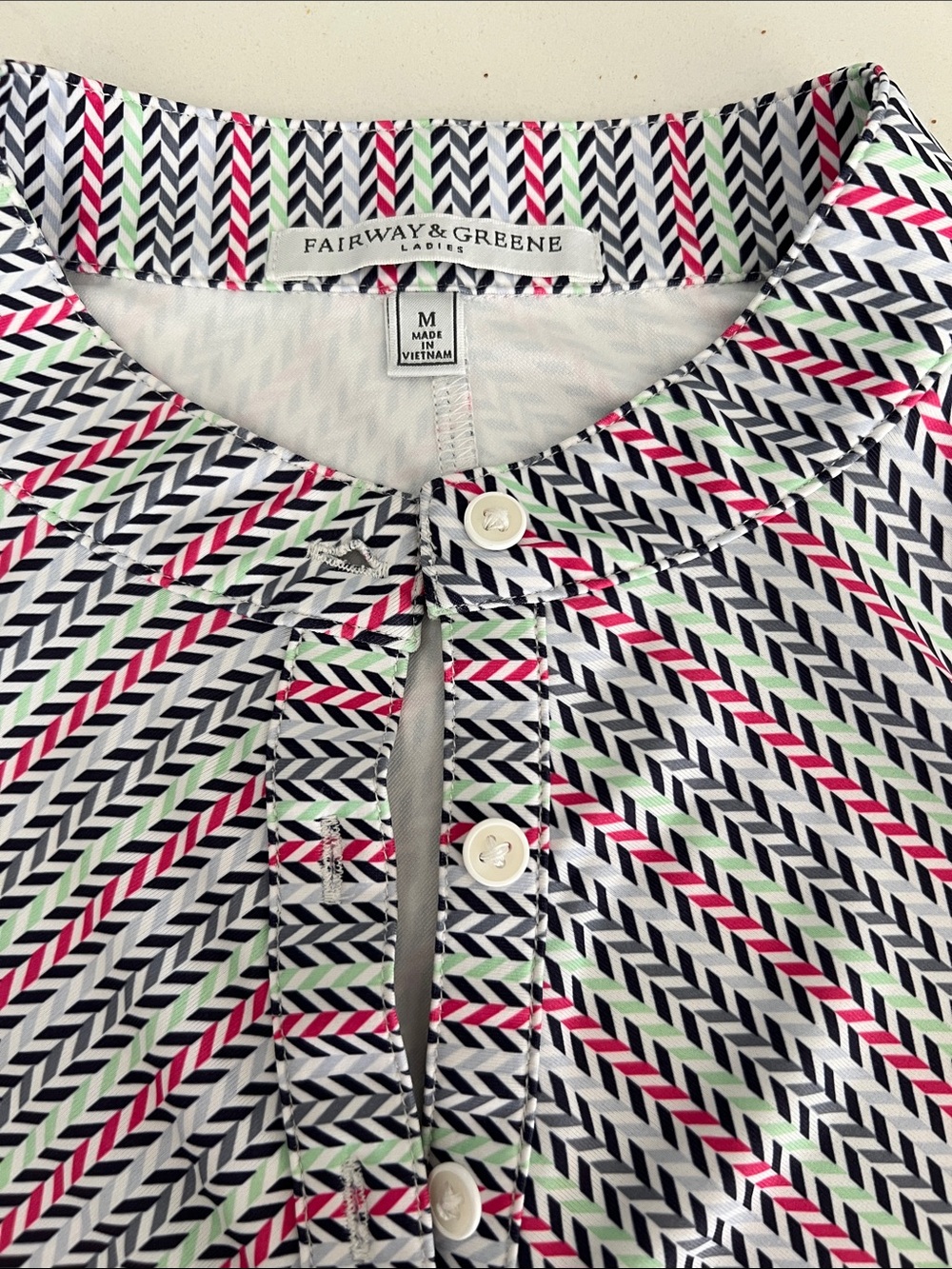 Fairway & Greene Sleeveless Chevron Midi Dress in Pink, Navy & White - Picture 7 of 10